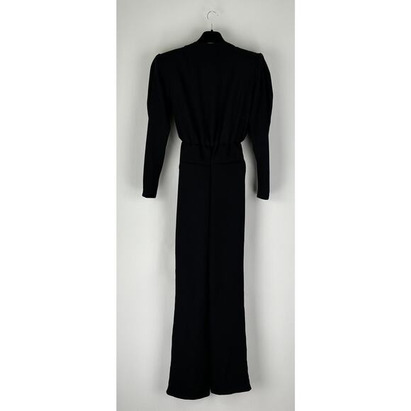 Les Archives Liberte Jumpsuit V Neckline Padded Shoulders Womens Small Black New - Picture 11 of 15